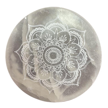 Selenite Charging Plate With Mandala Design (10cm)