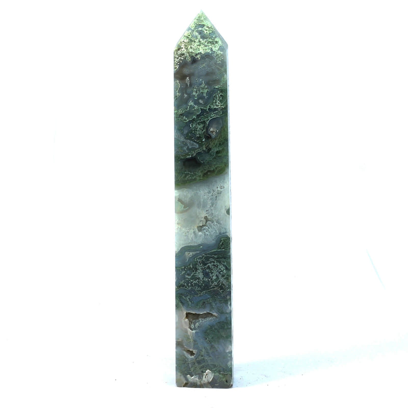 Moss Agate Carved Point (463g)