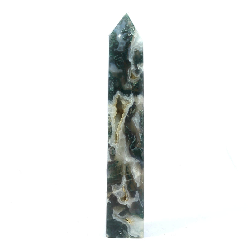 Moss Agate Carved Point (372g)