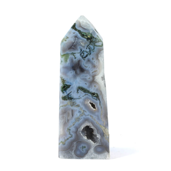 Moss Agate Carved Point (362g)