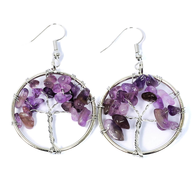 Amethyst Tree Of Life Earrings