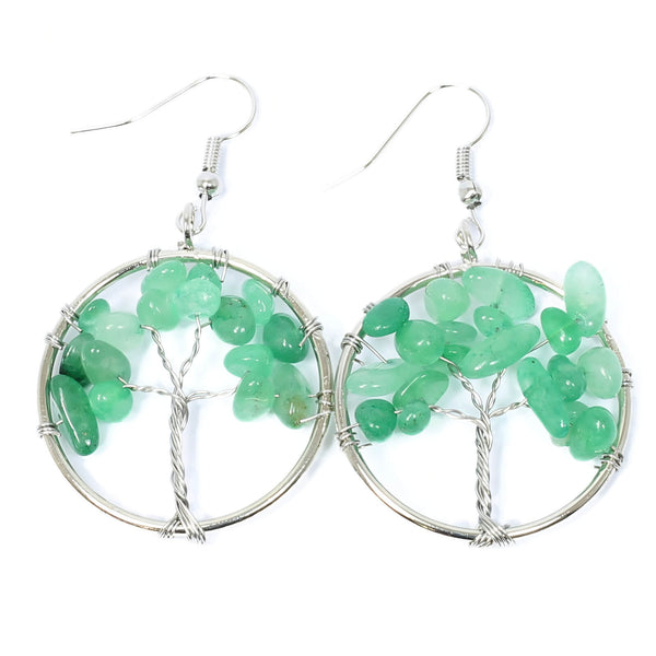 Green Aventurine Tree Of Life Earrings