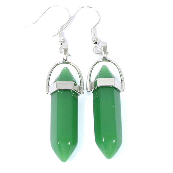 Green Aventurine Crystal Point Earrings