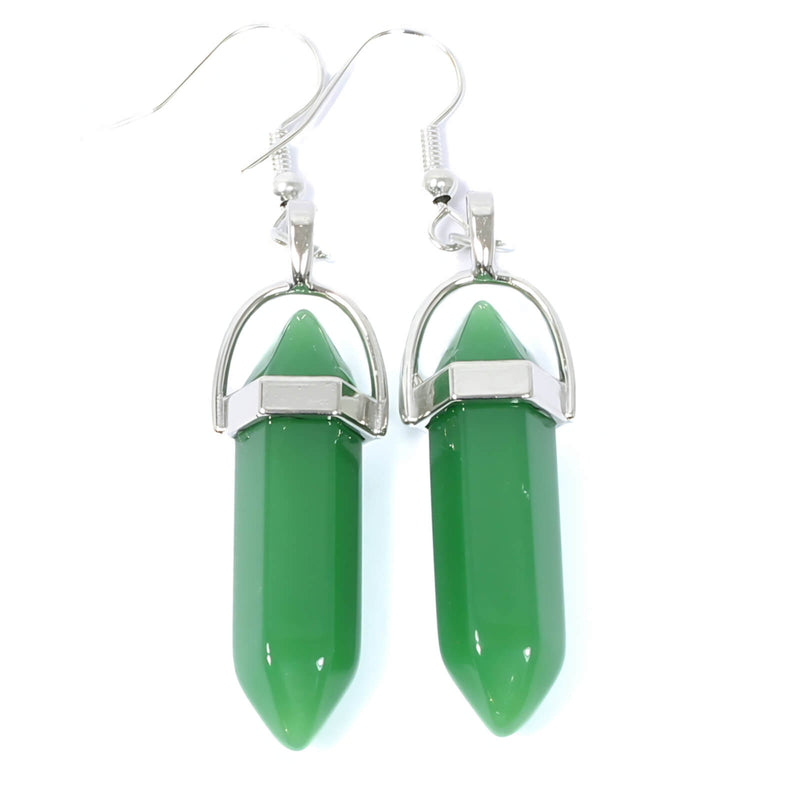 Green Aventurine Crystal Point Earrings