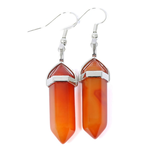 Carnelian Crystal Point Earrings