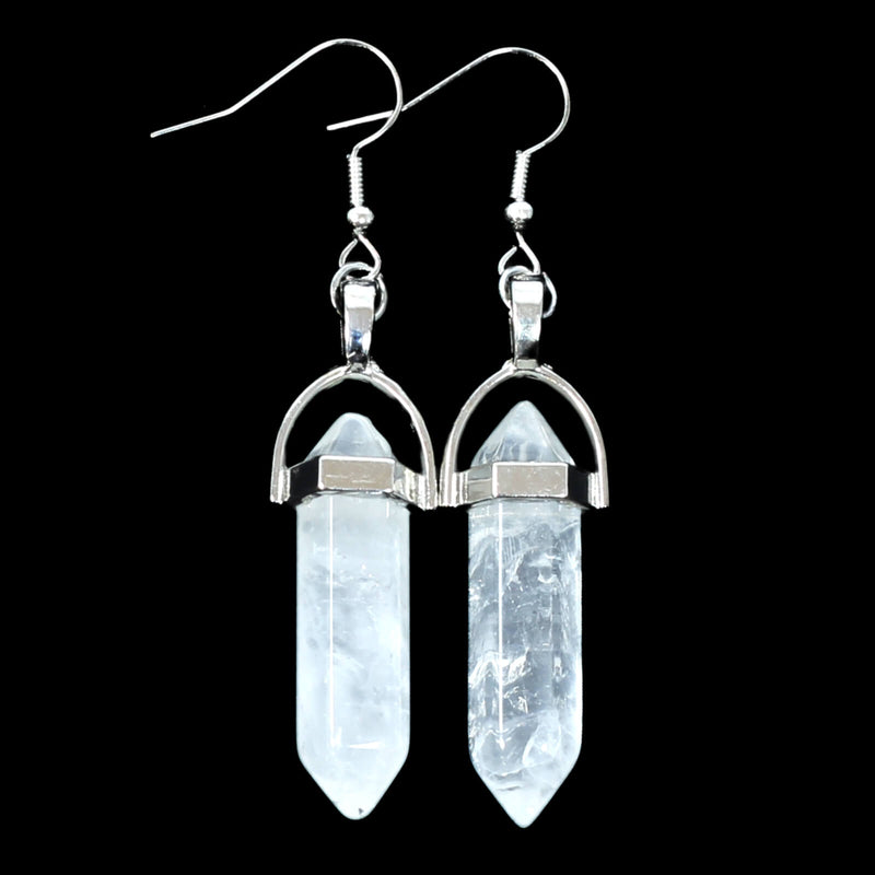 Clear Quartz Crystal Point Earrings