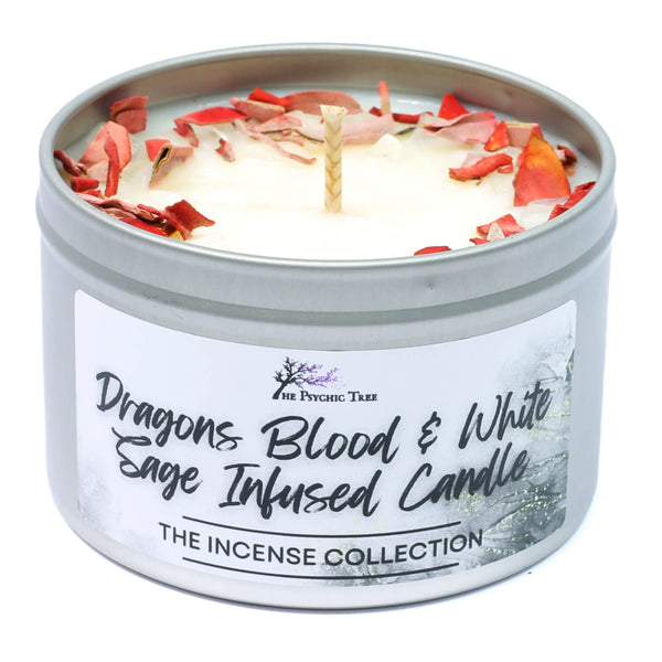 Dragons Blood & White Sage Crystal Infused Scented Candle - The Incense Collection