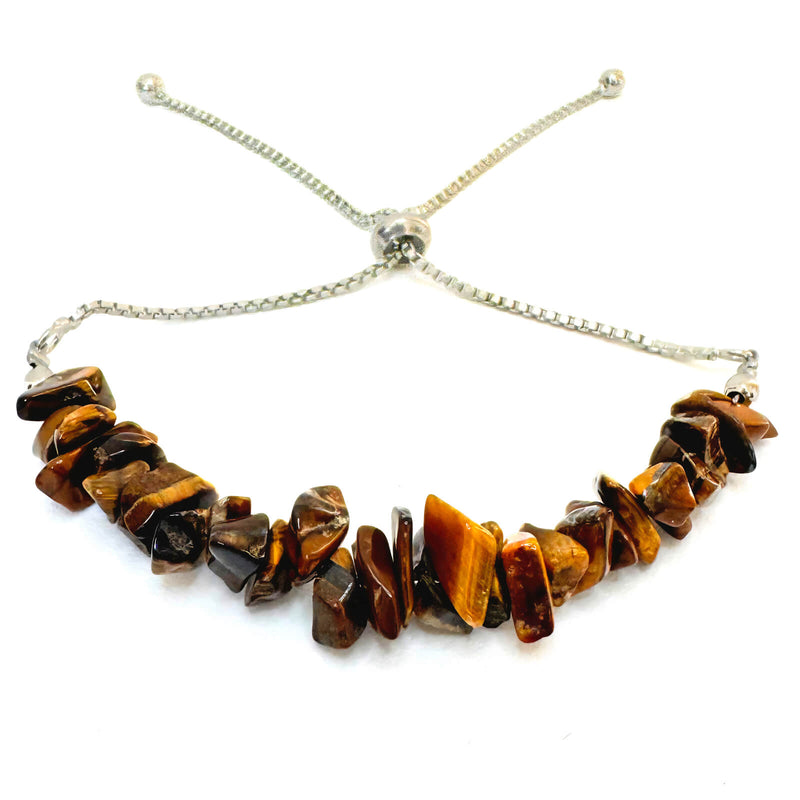 Gold Tigers Eye Stone Chip Adjustable Bracelet