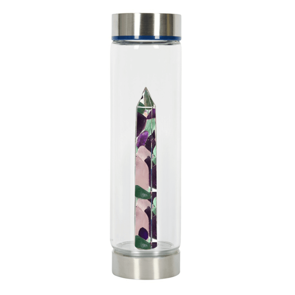 Bewater Love Glow Glass Bottle - Rose Quartz, Amethyst and Aventurine Quartz