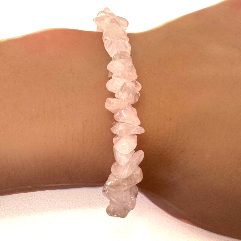 Rose Quartz Stone Chip Adjustable Bracelet