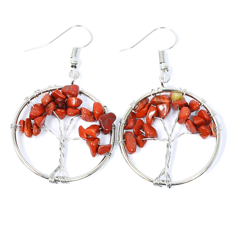 Red Jasper Tree Of Life Earrings