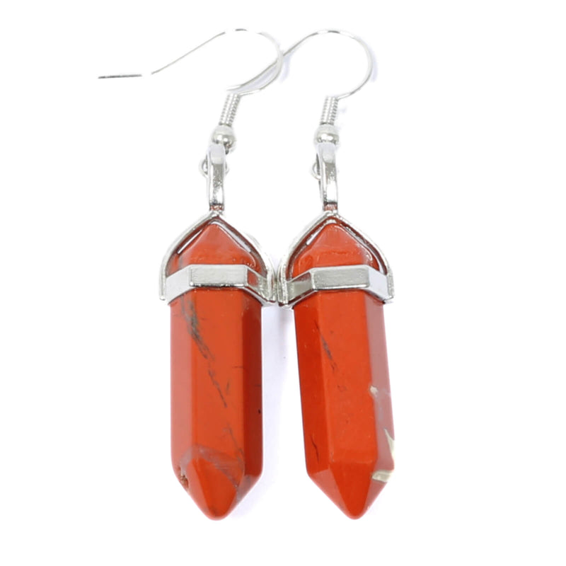 Red Jasper Crystal Point Earrings