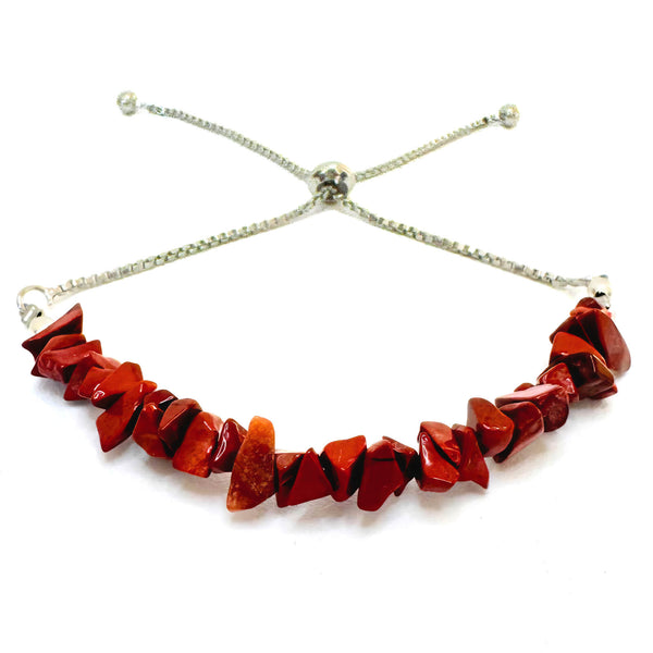 Red Jasper Stone Chip Adjustable Bracelet