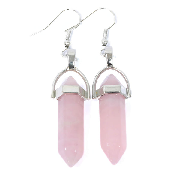 Rose Quartz Crystal Point Earrings