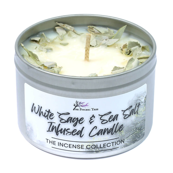 White Sage & Sea Salt Crystal Infused Scented Candle - The Incense Collection