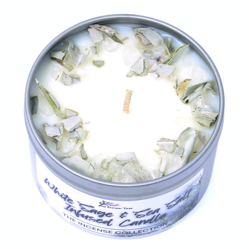 White Sage & Sea Salt Crystal Infused Scented Candle - The Incense Collection