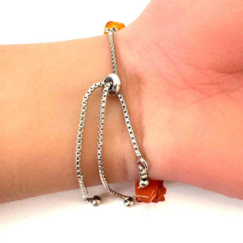 Carnelian Stone Chip Adjustable Bracelet