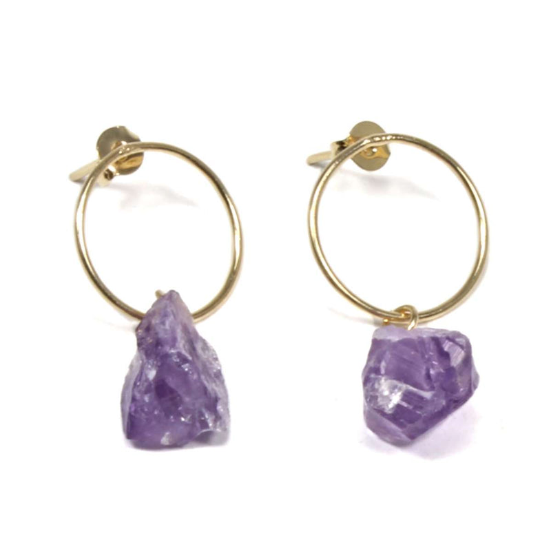 Amethyst Eternity Earrings - Gold