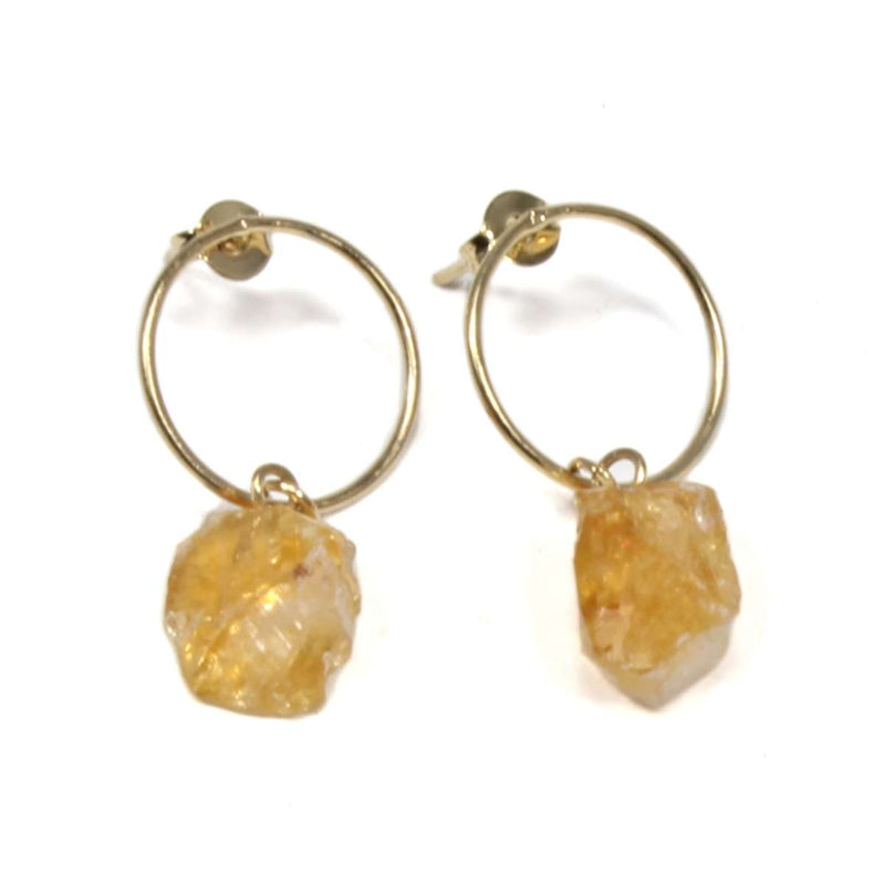 Citrine Eternity Earrings - Gold