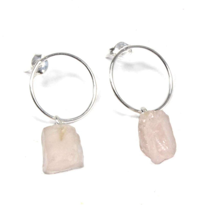 Rose Quartz Eternity Earrings - Silver