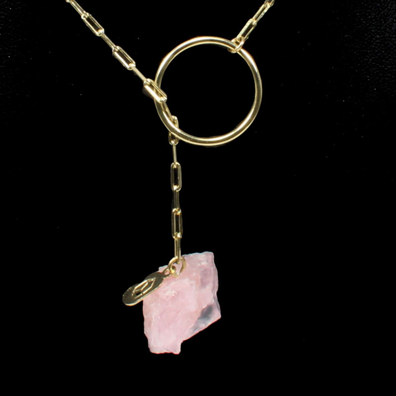 Rose Quartz Eternity Necklace - Gold