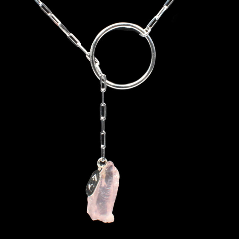 Rose Quartz Eternity Necklace - Silver